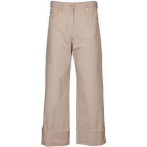 Max Mara, Dames, Broeken, Beige, Maat: L Katoen,