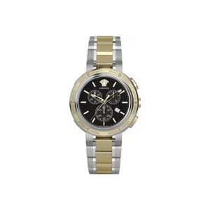Versace Zwart Stalen Quartz Horloge, 5Atm , Yellow , Heren , Maat: ONE Size