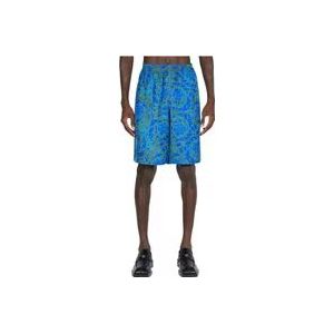 Versace Elastische Barok Zijden Shorts , Blue , Heren , Maat: M