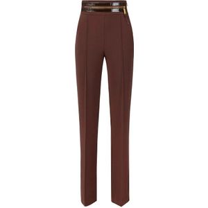 Elisabetta Franchi, Dames, Broeken, Bruin, Maat: XS Leer,