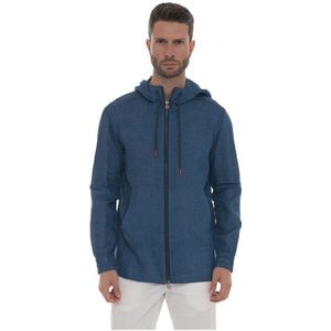 Kiton, Heren, Jassen, Blauw, Maat: M Linnen,