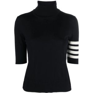 Thom Browne, Dames, Truien, Blauw, Maat: 3XS Wol,