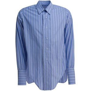 Maison Margiela, Dames, Blouses & Shirts, Blauw, Maat: 2XS Katoen,