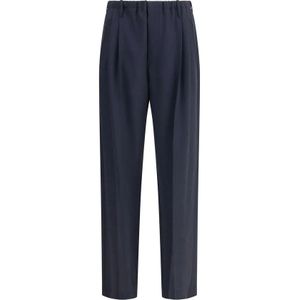 Brunello Cucinelli, Dames, Broeken, Blauw, Maat: M Wol,