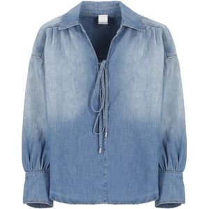 Pinko, Dames, Blouses & Shirts, Blauw, Maat: S Denim,