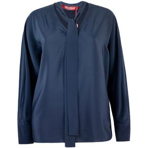 Max Mara Studio, Dames, Blouses & Shirts, Blauw, Maat: XS Zijde,