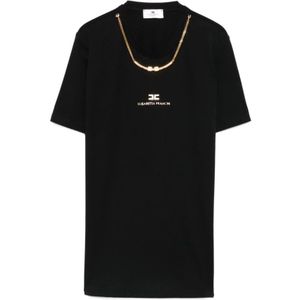 Elisabetta Franchi - T-shirt - Zwart - Katoen