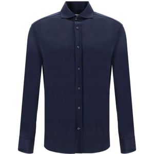 Brunello Cucinelli, Heren, Overhemden, Blauw, Maat: L Zijde,