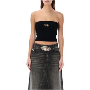 Diesel, Dames, Tops, Zwart, Maat: XS