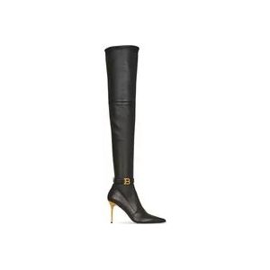 Balmain Stretch leather Raven thigh-high boots , Black , Dames , Maat: 37 EU