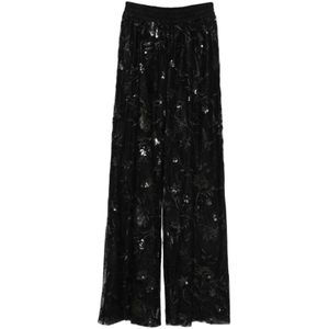 Ermanno Scervino - Zwarte Kant Wijde Pijp Broek - Dames