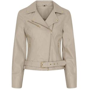 Notyz, Dames, Jassen, Beige, Maat: S Leer,