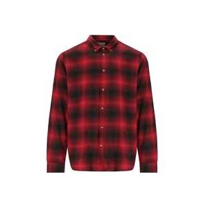 Woolrich Rood en Zwart Geruite Flanellen Overhemd , Red , Heren , Maat: L