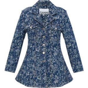 Ganni, Dames, Jassen, Blauw, Maat: XS Denim,
