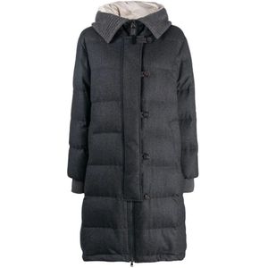 Brunello Cucinelli, Dames, Mantels, Grijs, Maat: XS Wol,