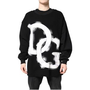 Dolce & Gabbana, Heren, Sweatshirts & Hoodies, Zwart, Maat: L Katoen,