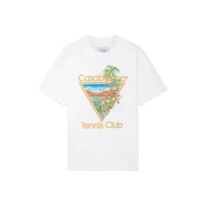 Casablanca Wit Tennis Club Icon T-Shirt , White , Heren , Maat: M
