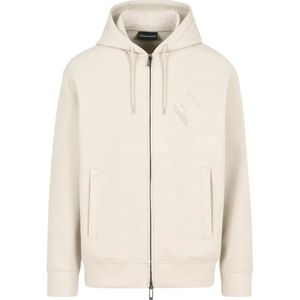 Emporio Armani, Heren, Sweatshirts & Hoodies, Beige, Maat: M Jersey,