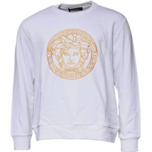 Versace, Heren, Sweatshirts & Hoodies, Wit, Maat: 3XS Katoen,
