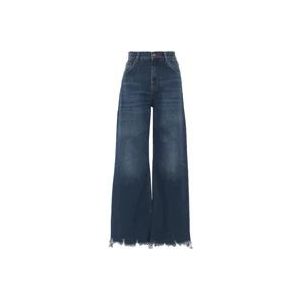 Chloé Blauwe Cropped Jeans met Rauwe Zoom , Blue , Dames , Maat: W28