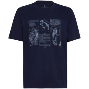 Brunello Cucinelli, Heren, Tops, Blauw, Maat: 2XL Katoen,