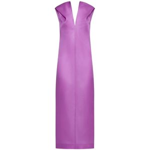 Khaite, Dames, Jurken, Paars, Maat: XL Zijde,