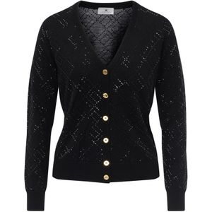 Elisabetta Franchi, Dames, Truien, Zwart, Maat: L