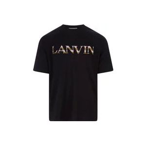 Lanvin Zwarte katoenen T-shirts en polos , Black , Heren , Maat: XS