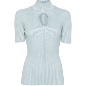 Fendi Blauwe Gebreide Top met Uitsnijding , Blue , Dames , Maat: S