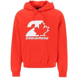 Dsquared2, Heren, Sweatshirts & Hoodies, Rood, Maat: S Katoen,