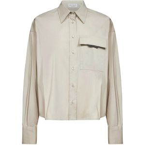 Brunello Cucinelli, Dames, Blouses & Shirts, Beige, Maat: L Katoen,