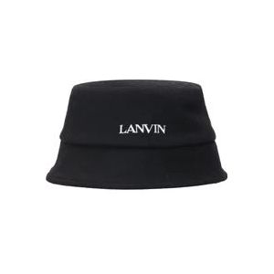 Lanvin Zwarte Hoed met Geborduurd Logo , Black , Dames , Maat: ONE Size