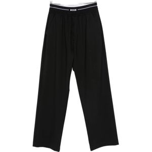 Msgm, Heren, Broeken, Zwart, Maat: M Wol,