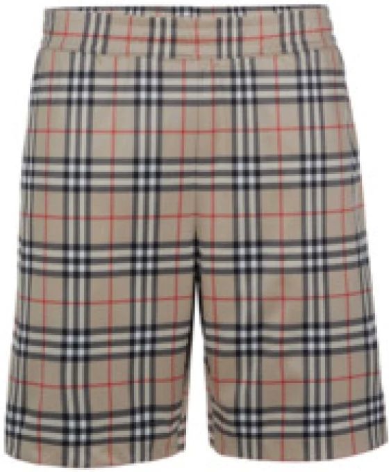 Burberry - Korte Broeken - Beige - Polyester - Ruitpatroon, Mesh Voering, Zijzakken