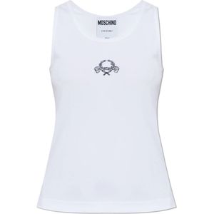 Moschino, Dames, Tops, Wit, Maat: XS Leer,