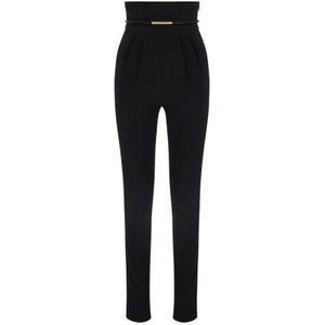 Elisabetta Franchi, Dames, Broeken, Zwart, Maat: L