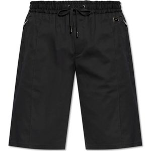 Dolce & Gabbana - Korte Broeken - Zwart - Katoen - Katoenen Shorts Met Logo