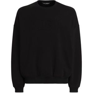 Dolce & Gabbana, Heren, Sweatshirts & Hoodies, Zwart, Maat: XL Katoen,