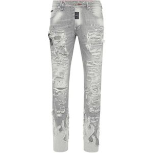 Philipp Plein, Heren, Jeans, Grijs, Maat: W29 Lame,