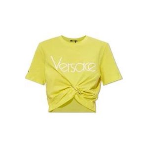 Versace Top met logo , Yellow , Dames , Maat: S