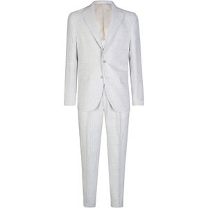 Eleventy, Heren, Pakken, Grijs, Maat: S Linnen,