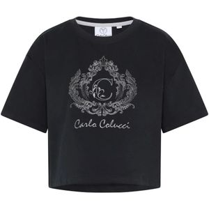 Carlo Colucci - Daz - T-shirt - Zwart - Katoen - Cropped Oversize