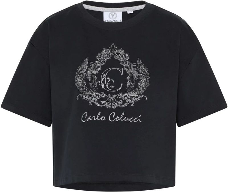 Carlo Colucci - Daz - T-shirt - Zwart - Katoen - Cropped Oversize