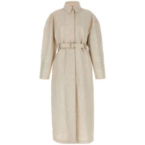 Sportmax, Dames, Jurken, Wit, Maat: XS Leer,