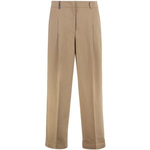 Peserico, Dames, Broeken, Beige, Maat: XS Katoen,