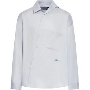 Jacquemus, Heren, Overhemden, Blauw, Maat: M Katoen,