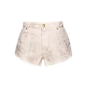 Pinko Metal Comfort Bull Denim Shorts , Beige , Dames , Maat: W26