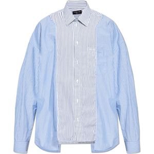 Balenciaga, Heren, Overhemden, Blauw, Maat: M Katoen,