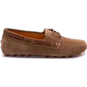 Tod's Bruine platte leren schoenen met moc-stiksels , Brown , Heren , Maat: 41 EU