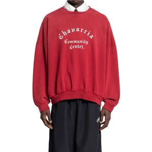 Willy Chavarria, Heren, Sweatshirts & Hoodies, Rood, Maat: XL Katoen,